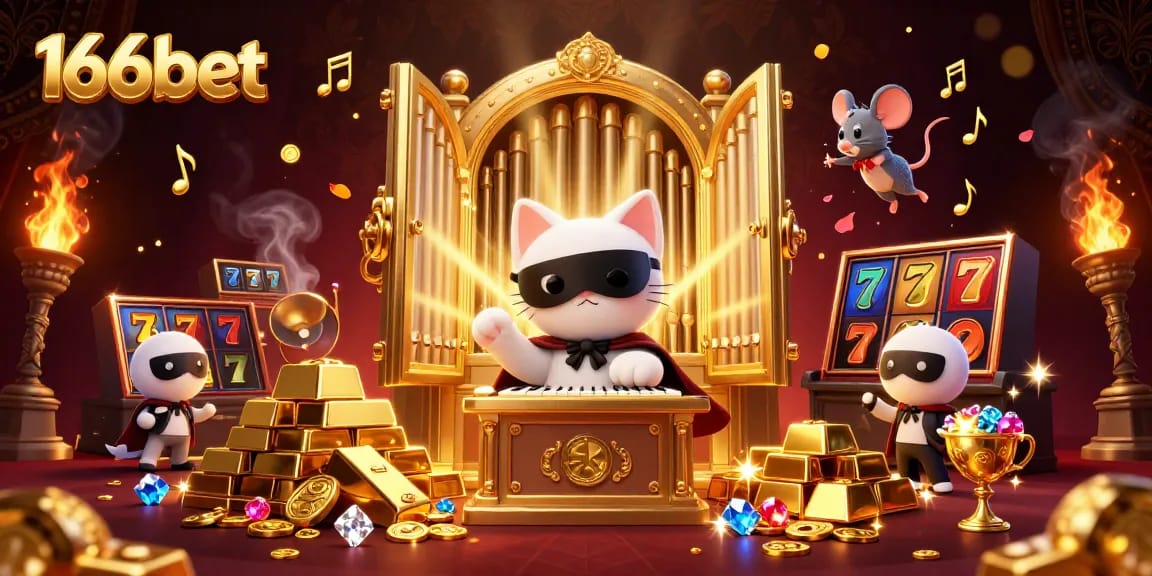 Engage with the vibrant 166bet casino world featuring a 3D phantom cat and dynamic game elements.