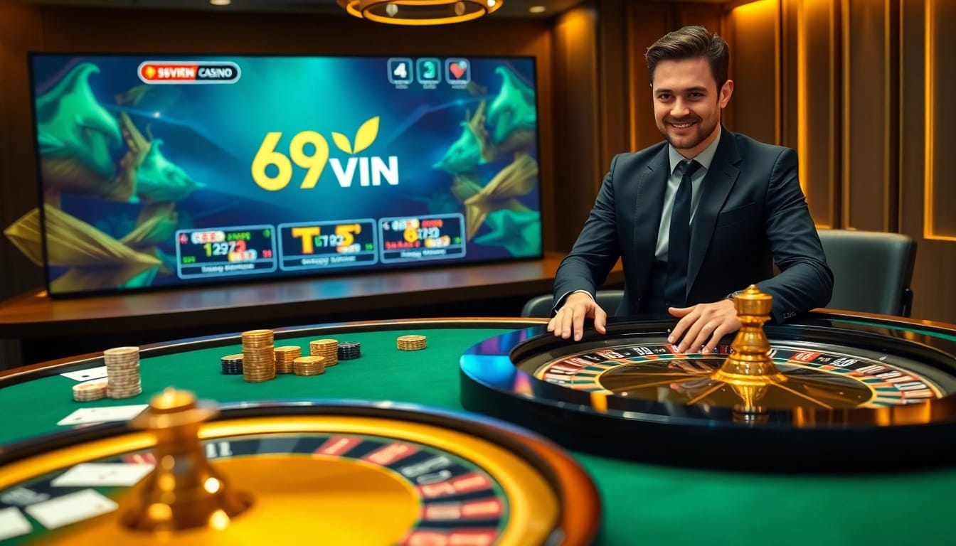 Experience gaming excitement at 69VN's luxurious online casino with vibrant tables and engaging gameplay.