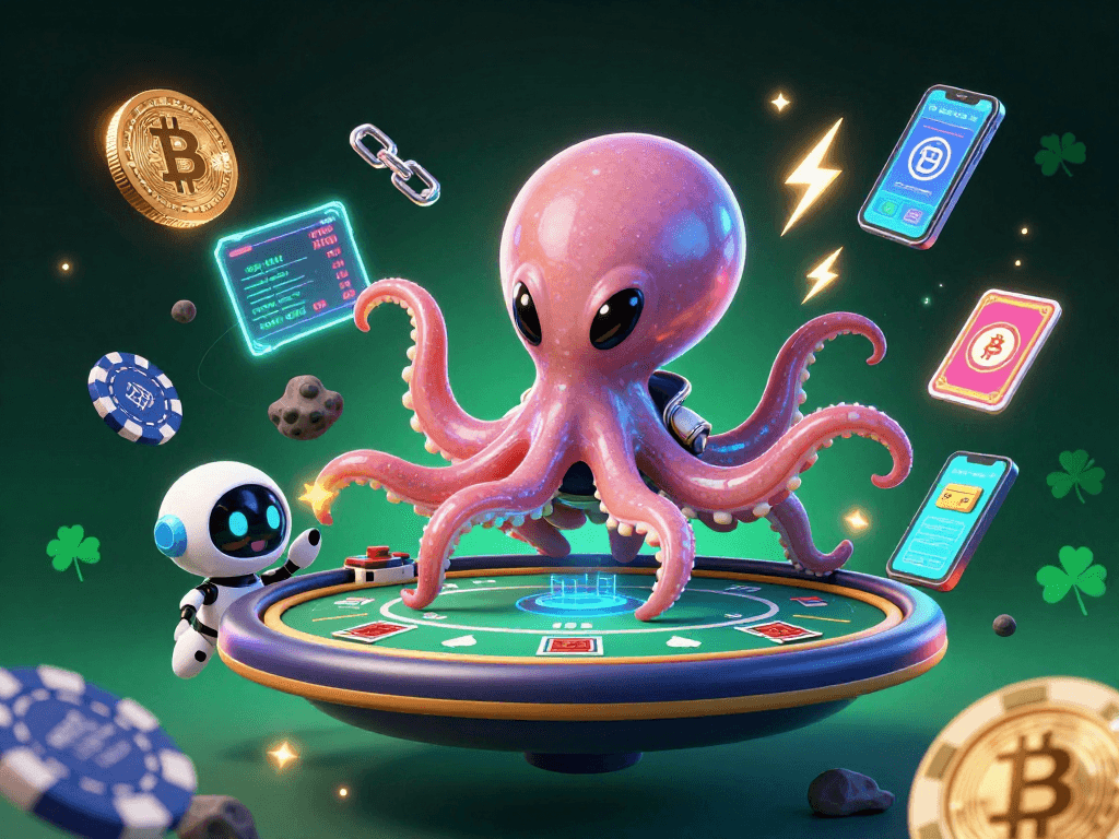 Experience F8bet with a 3D alien octopus orchestrating exciting holographic poker games.