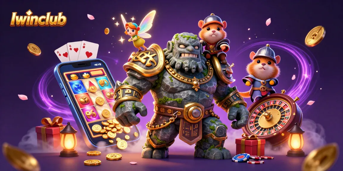 Iwinclub offers thrilling slots with a vibrant golem guardian and enchanted elements
