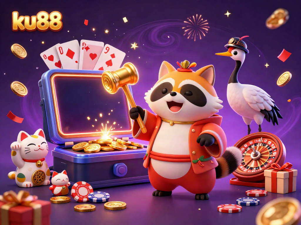 Join the fun and win big with ku88's vibrant casino games, featuring cheerful characters and exciting slot action.