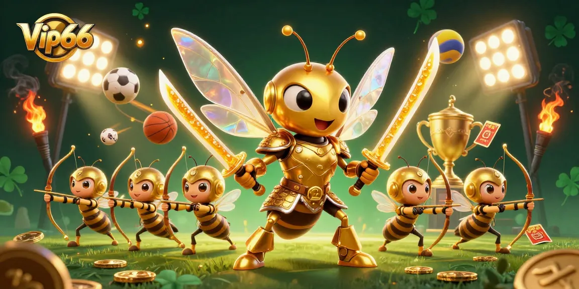 Experience thrilling gameplay at Vip66 with vibrant characters and dynamic elements in a casino-themed illustration.