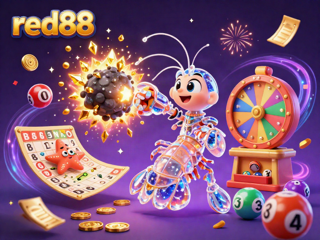 Experience the vibrant excitement of red88 with a galactic samurai breaking through an asteroid in a colorful casino scene.