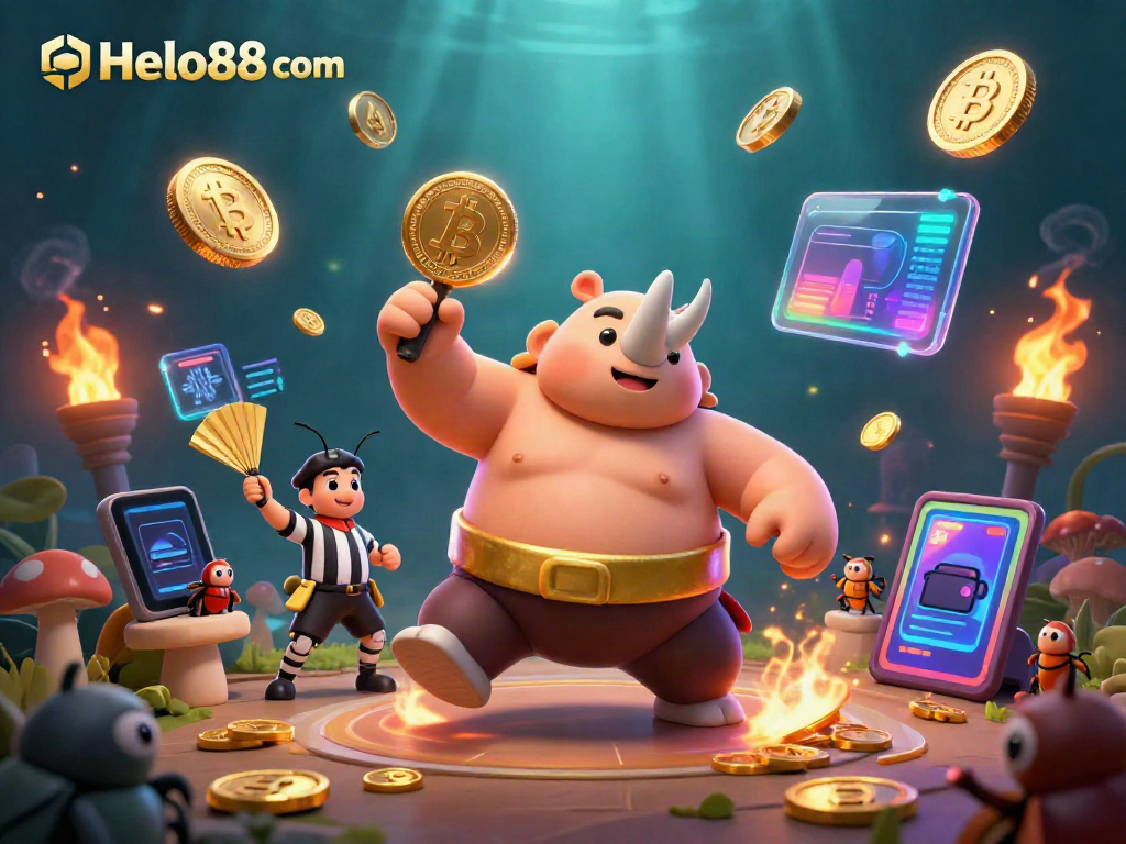 Experience thrilling gaming at Helo88 com with a sumo champion beetle in an exciting casino atmosphere.