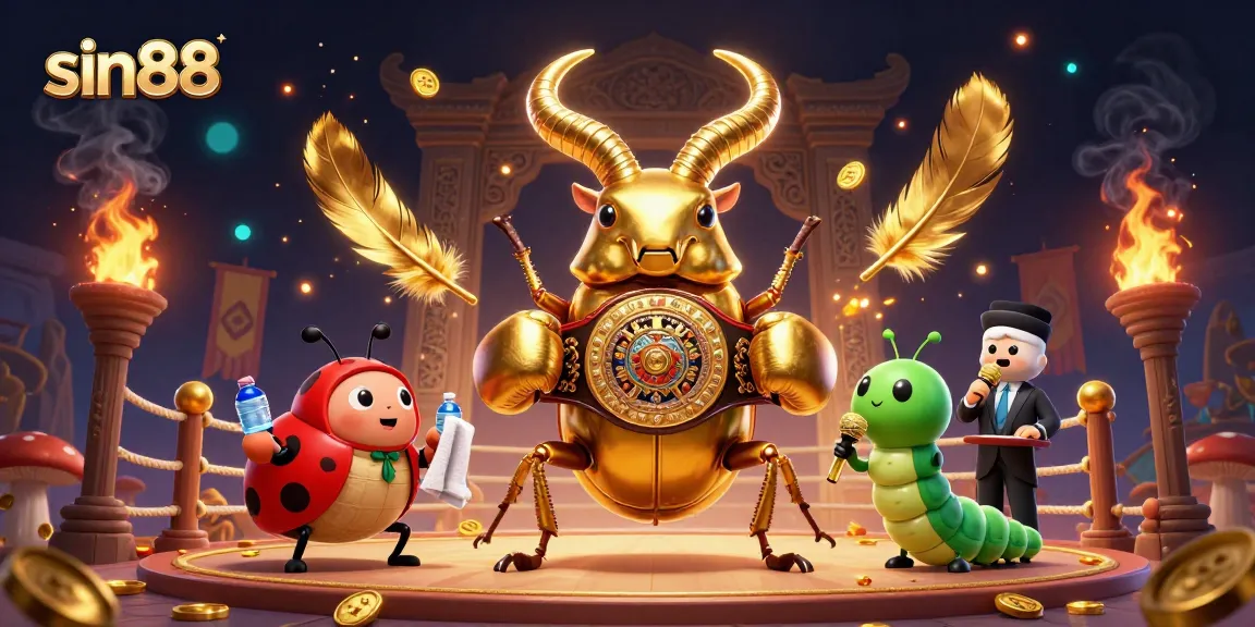 Experience action with sin88 as the giant golden stag beetle prepares for a thrilling boxing showdown.