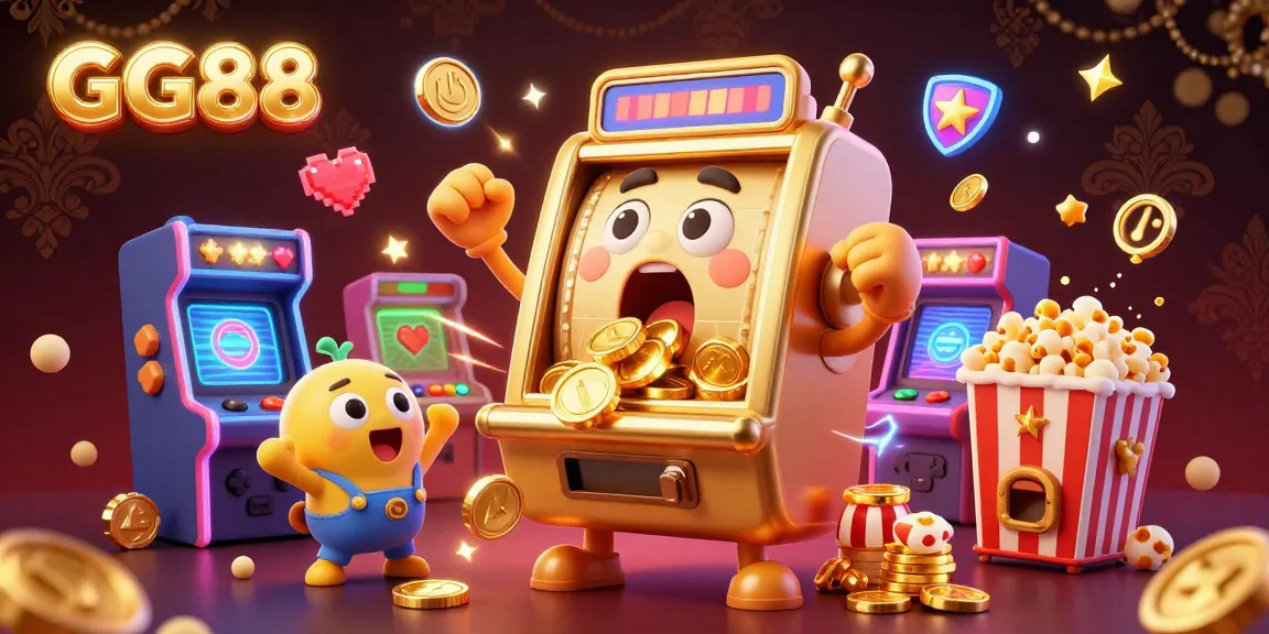 Engage with GG88's vibrant, animated slot machine scene, showcasing jackpots and exciting gaming elements.