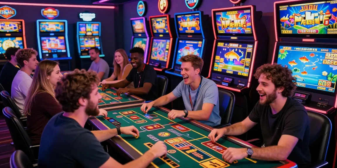 Exciting online gaming atmosphere at 79club with players enjoying live casino and slots.