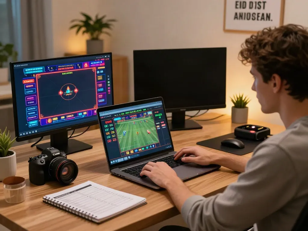 Engaged user at https://fc88v1.com/ placing bets in a modern home office.