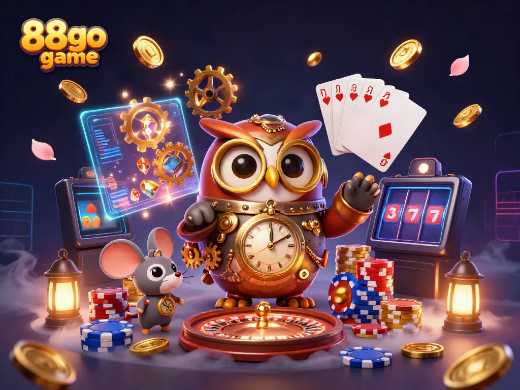 Experience the excitement of the 88go game with dazzling casino elements and characters in a vibrant scene.