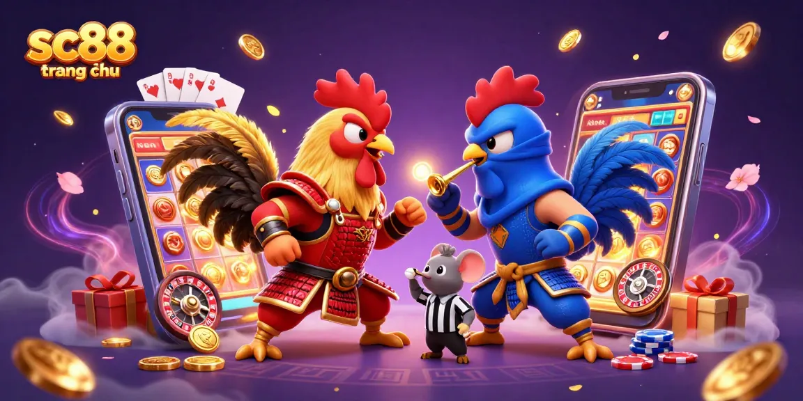 Experience sc88 trang chủ with dynamic roosters and vibrant casino elements in an exciting showdown.