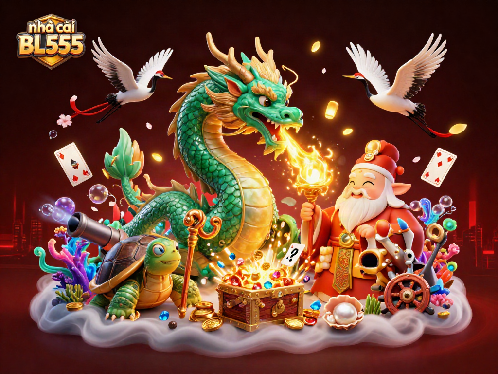 Experience thrilling action at nhà cái BL555 with a vibrant, detailed dragon and casino elements.