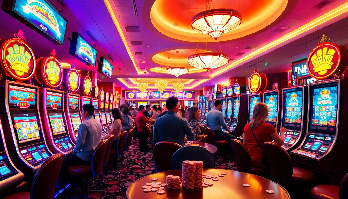 Slot gacor di kasino modern dengan pemain yang menikmati permainan.