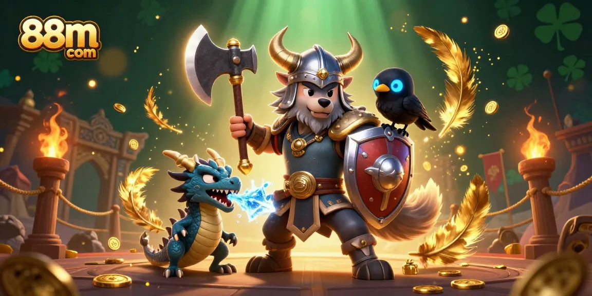 Engage with 88m com's thrilling casino adventure featuring dynamic Viking warriors and dragons.