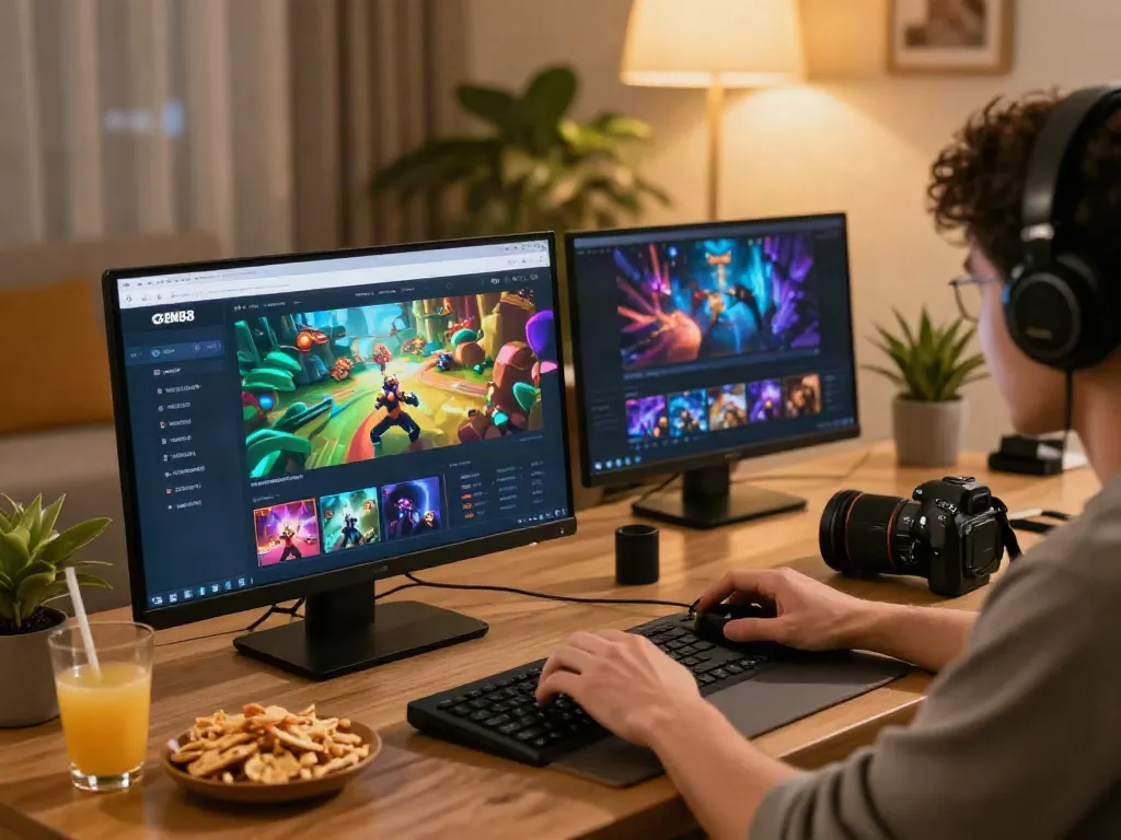 GEM88 online gaming experience with vibrant interface and enthusiastic player.