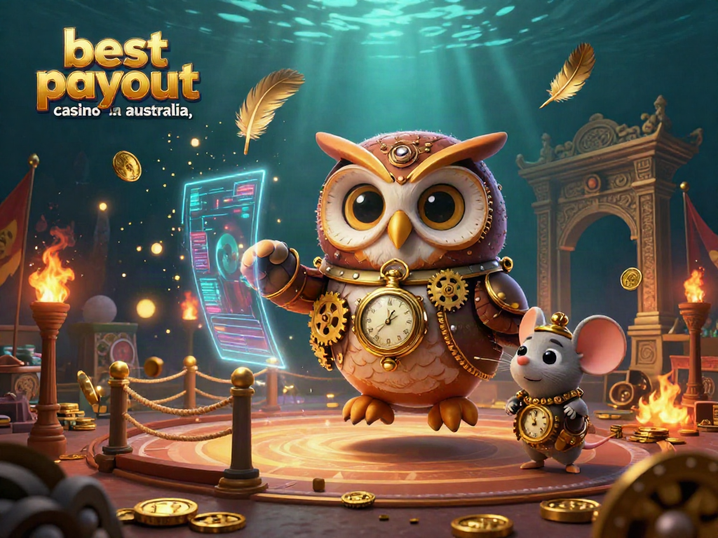 Experience the excitement at the best payout casino in Australia with vibrant characters and dynamic casino elements.