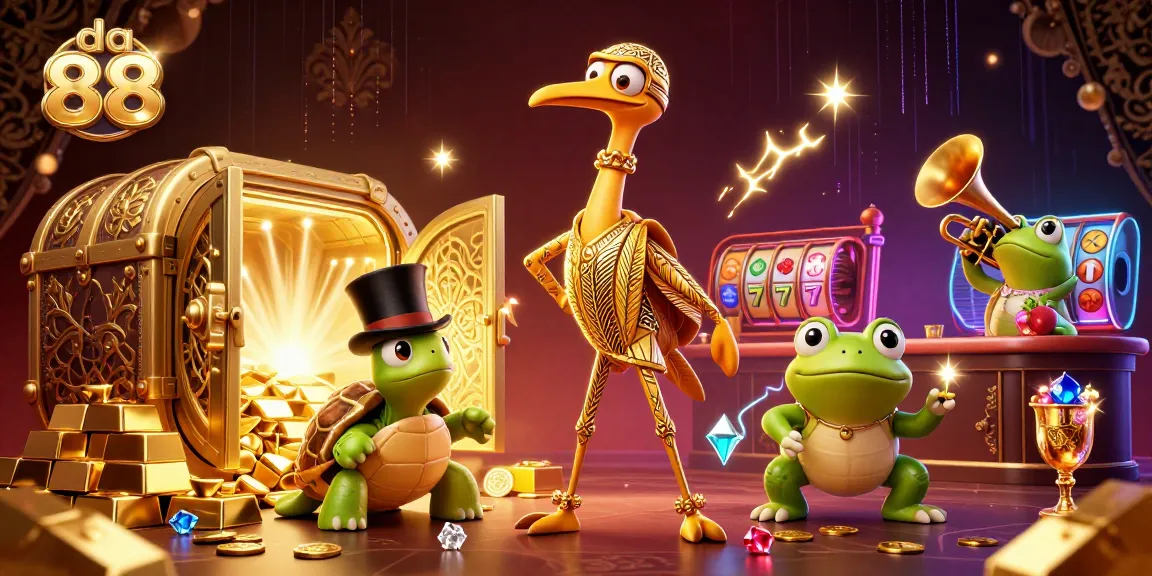 Spin and win at da 88 with vibrant casino characters in an ultra-detailed digital illustration.