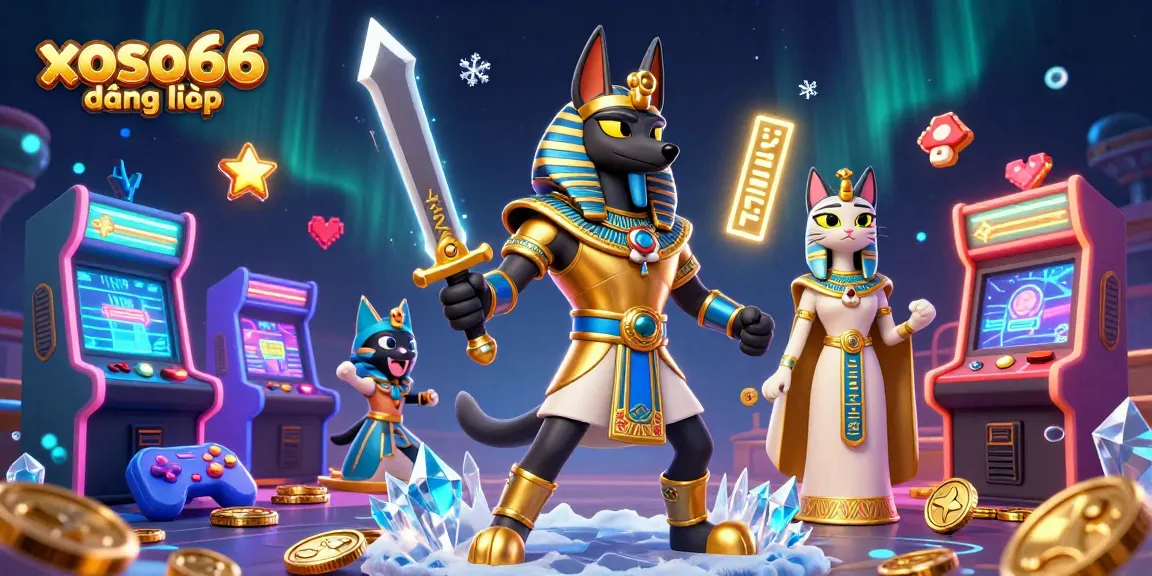 Experience excitement with xoso66 đăng nhập showcasing ancient Egyptian characters in a vibrant gaming scene.