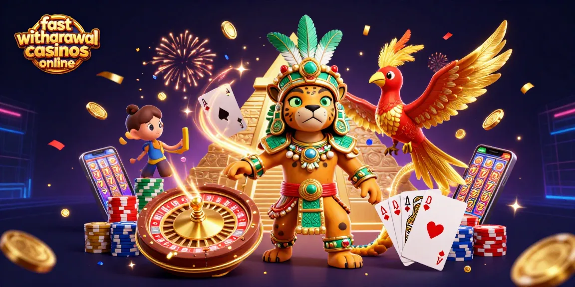 Experience fast withdrawal casinos online with vibrant scenes of winning and excitement.
