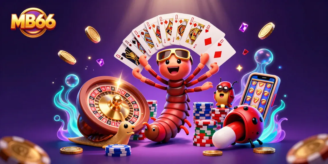 Experience gaming excitement at MB66 with vibrant characters and a dynamic casino scene.
