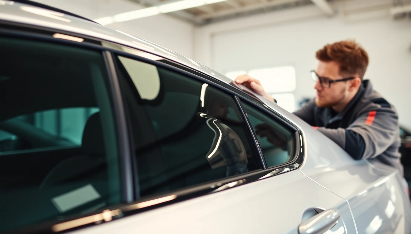 Experience professional window tinting services near me with expert technicians applying premium film.
