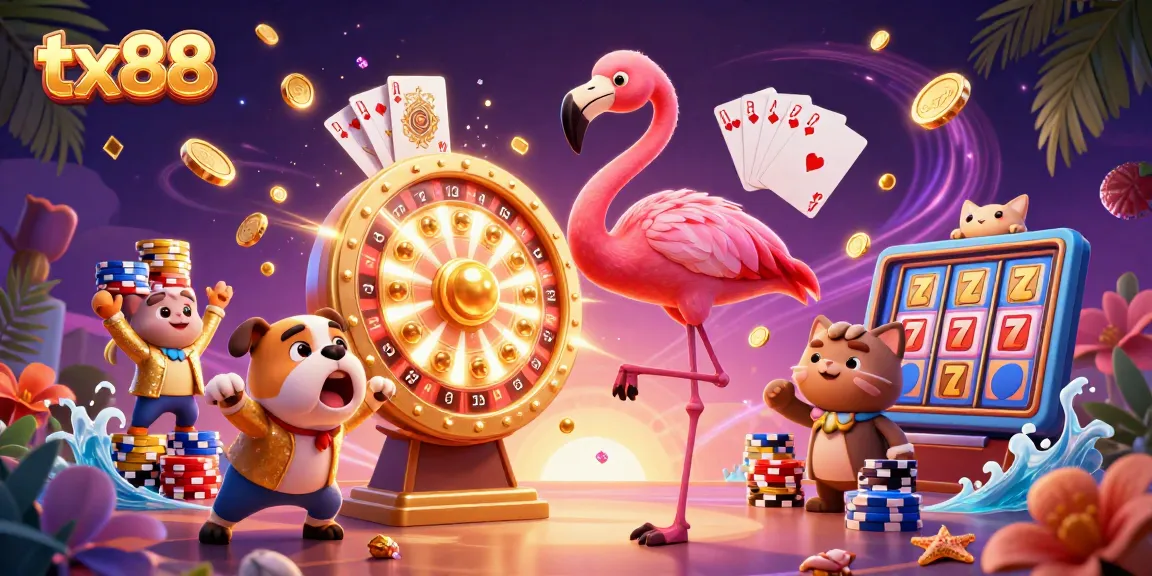 Spin the golden wheel for exciting tx88 prizes with our lively casino characters!