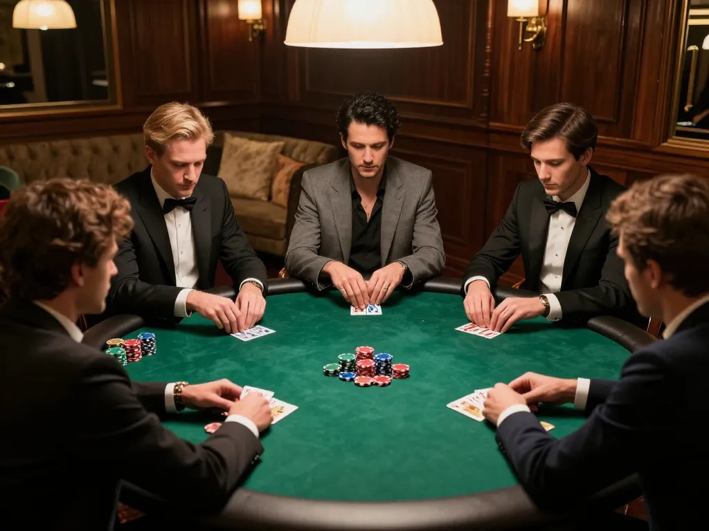 Engaging poker players strategizing their bets at 27G's high-stakes game.