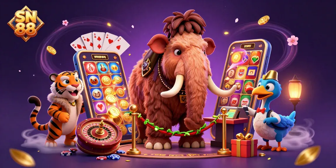Experience the excitement of betting at SN 88, where cartoon characters and casino elements bring the thrill alive.