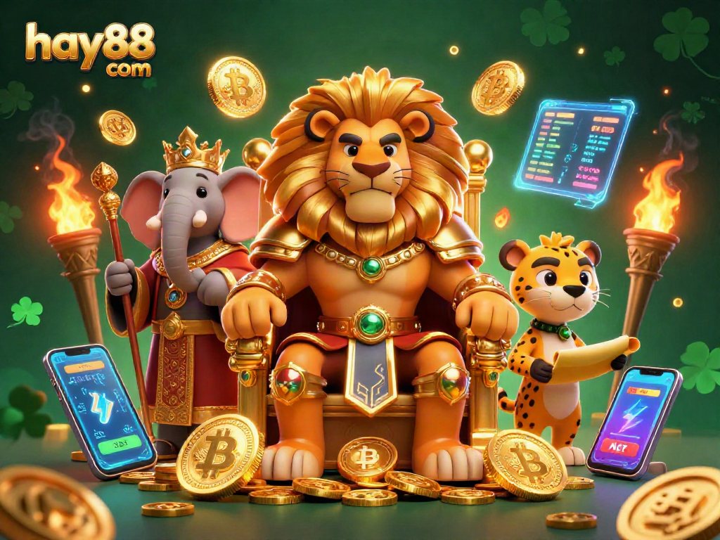 Experience thrilling games at hay88 com with animated casino characters in a vibrant scene.