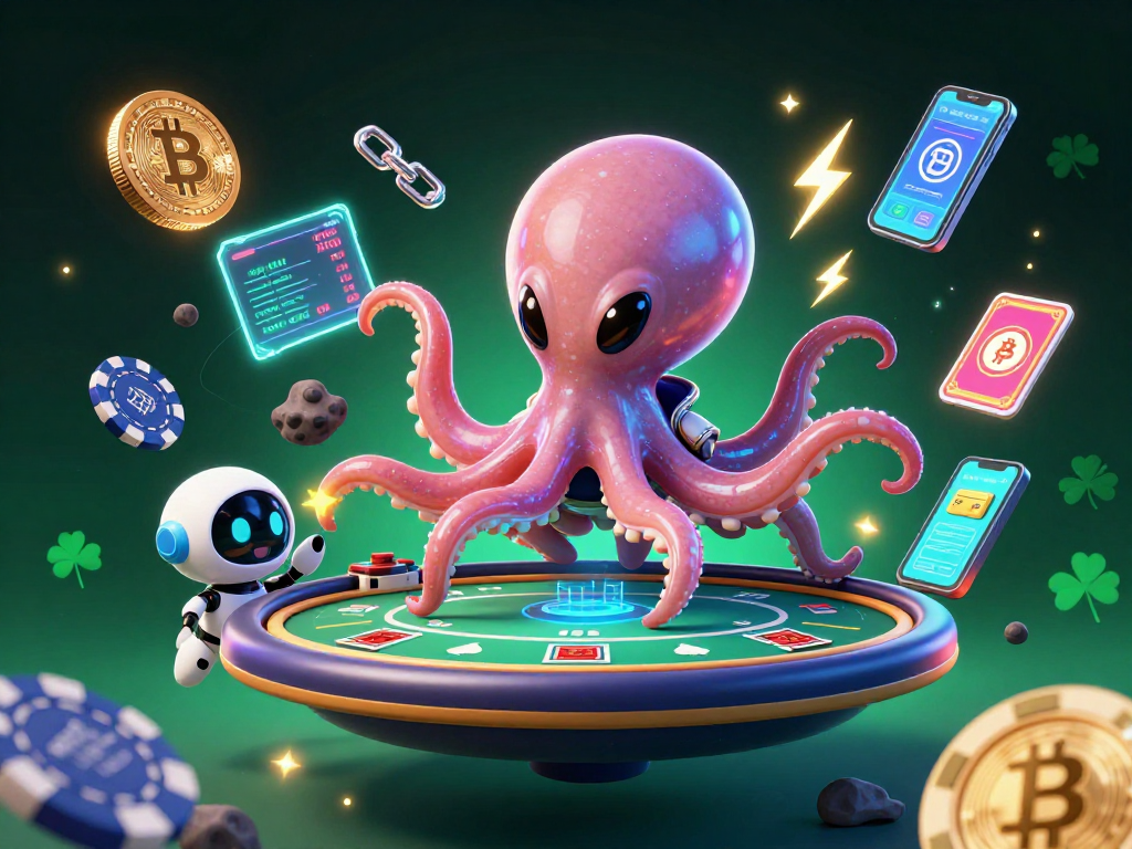 Experience F8bet with a 3D alien octopus orchestrating exciting holographic poker games.
