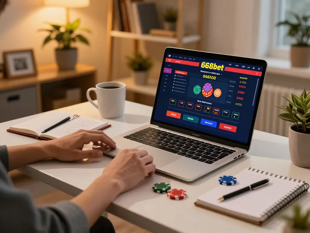Jogue jogos envolventes na 668bet com uma configuração vibrante de cassino online exibindo uma cena de apostas emocionante