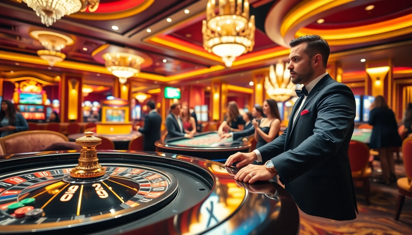 Gagner au meilleur casino en ligne avec des joueurs excités autour d'une table de roulette.
