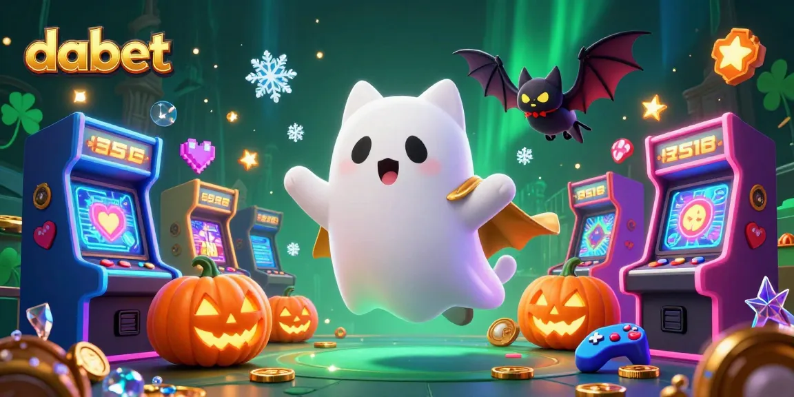 Dabet engages players with vibrant casino adventures featuring a ghost cat, bat companion, and glowing symbols.
