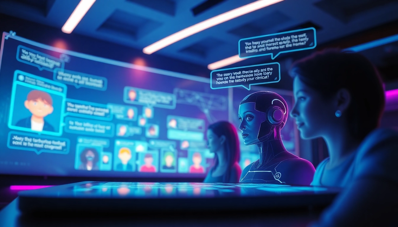 Crushon AI interactive chat environment showcasing vibrant avatars and advanced technology.