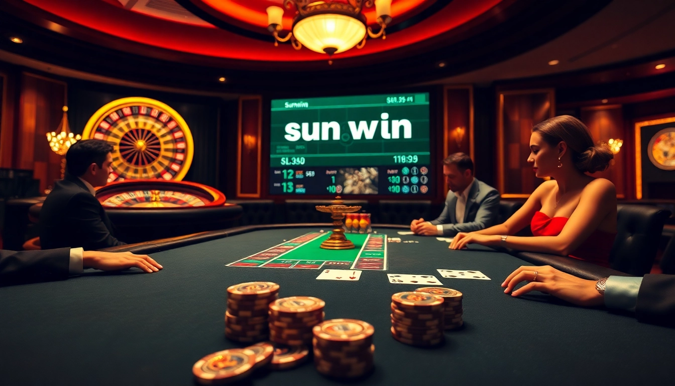 Experience high-stakes gameplay at sunwin with an engaging poker table scene and exciting casino atmosphere.