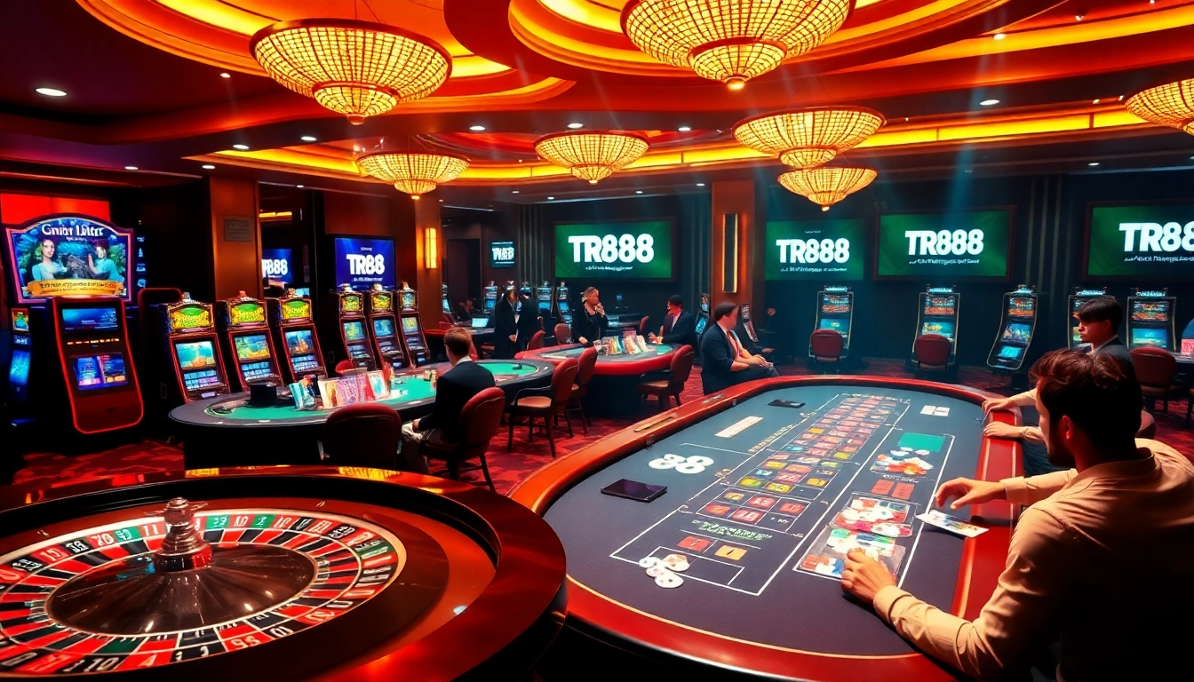 Experience the excitement of TR88 with players engaging in casino games like poker and roulette.