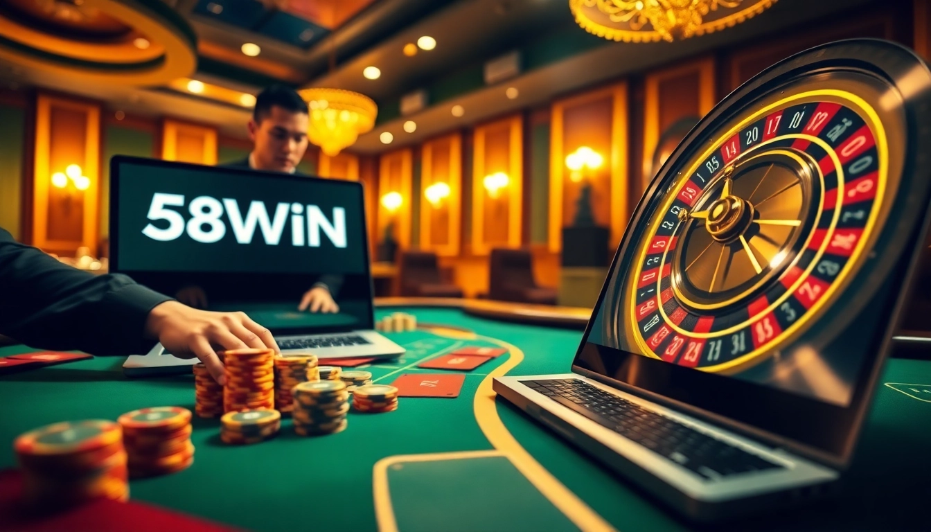 Experience the thrill of online gambling at 58WIN with vivid casino visuals and action.