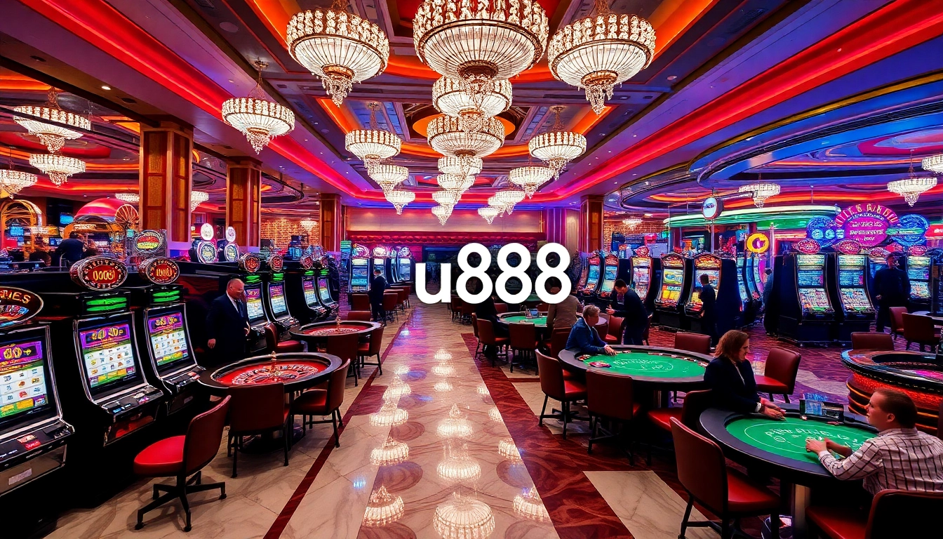 Players enjoying a dynamic gaming experience at u888 casino with vibrant slot machines and tables.