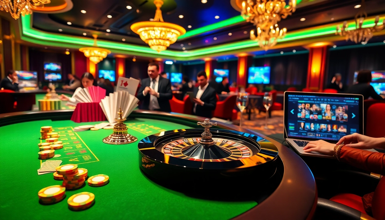 Experience luxury gaming excitement at https://nk88.diy/ with high-res casino tables, lively gamblers, and colorful chips.