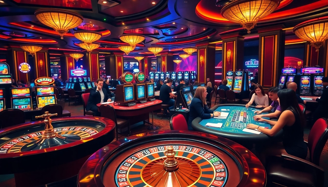 Players engaged in thrilling games at a luxurious casino showcasing KEONHACAI branding.