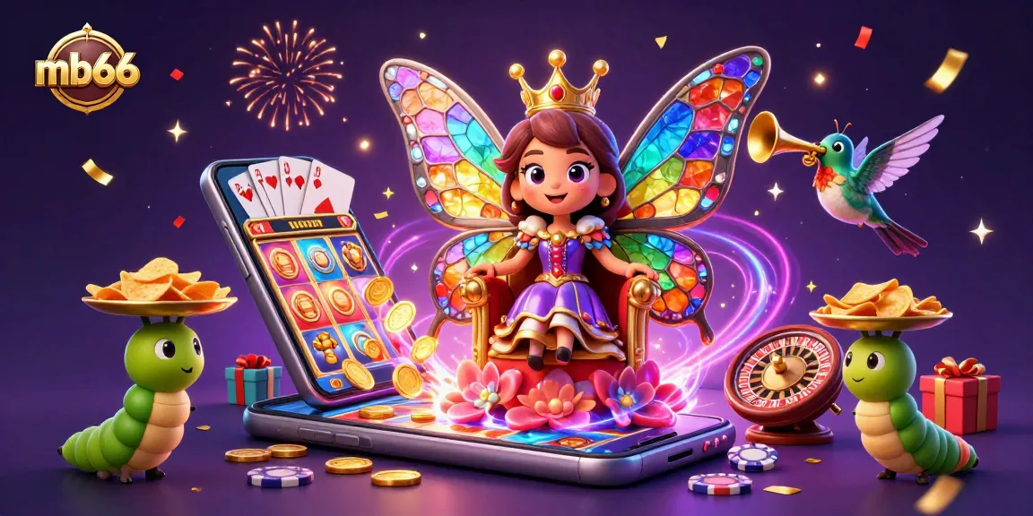 Experience excitement with mb66 as a vibrant casino scene comes alive with games and shimmering confetti.