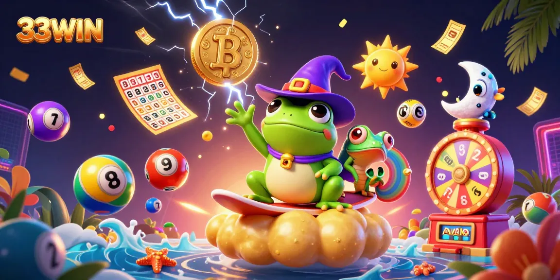Engage with the vibrant world of 33WIN featuring golden coins and gaming elements, enhancing your excitement.